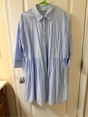 City chic Finity Light Blue and White Striped Shirt